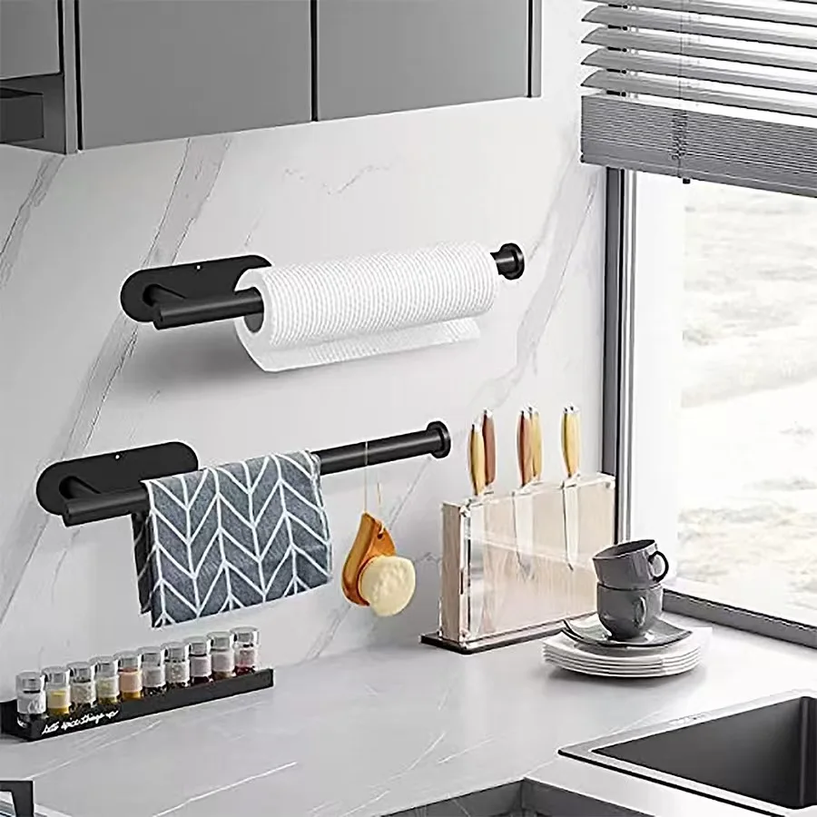 Porte-serviettes en papier de cuisine, cintre adhésif pour mouchoirs, distributeur de rouleaux de papier toilette, armoire de rangement, porte-serviettes, accessoires de salle de bains 2