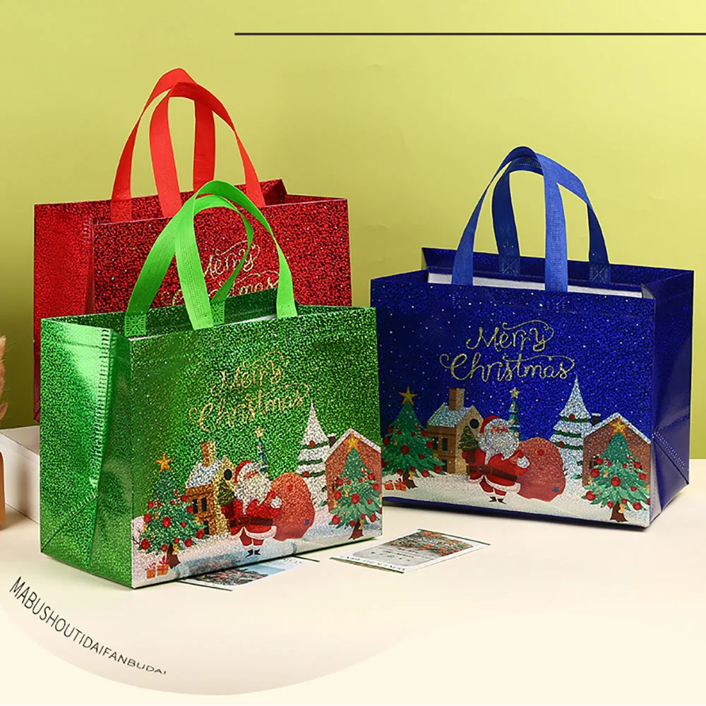 Christmas Gift Bags Christmas Party Decoration Kids Favors 2025 Xmas Santa Claus Hand Bags Navidad New Year Gift Shopping Bags