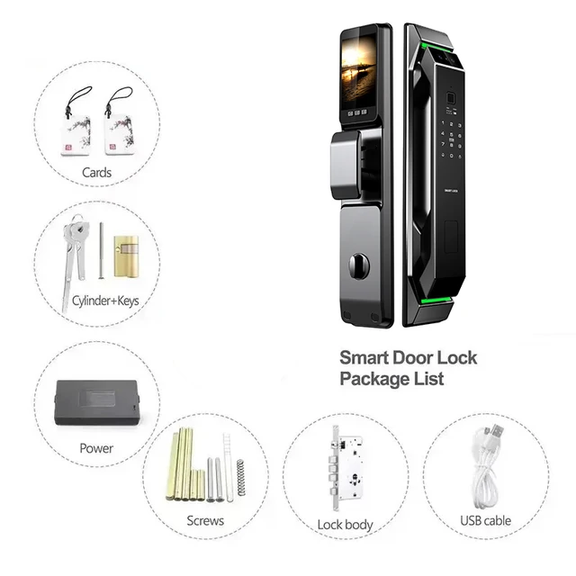 TYSH Tuya Smart Door Lock 3d Face Recognition Automatic Smart Locks With Camera Smart Biometric Security Door Lock 4