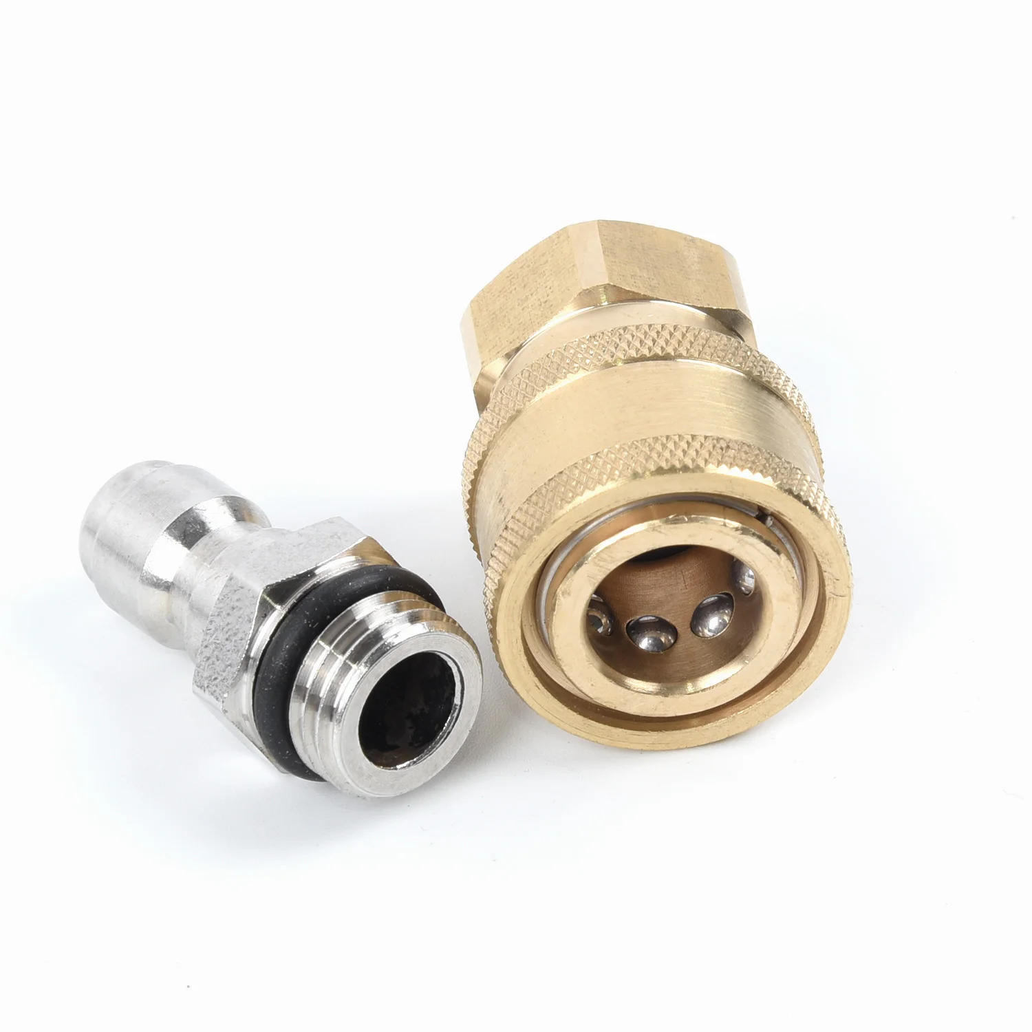 High-Pressure-Washer-Brass-Connector-Washing-Adapter-1-4-Female-Quick-Connection-With-M14-1-5.jpeg Nagynyomású Mosó Sárgaréz Csatlakozó Adapter 1/4 "Női Gyors Kapcsolat Az M14 -Vel*1.5 Szálkerti Tömlő Autó Mosógéppel - Image 4