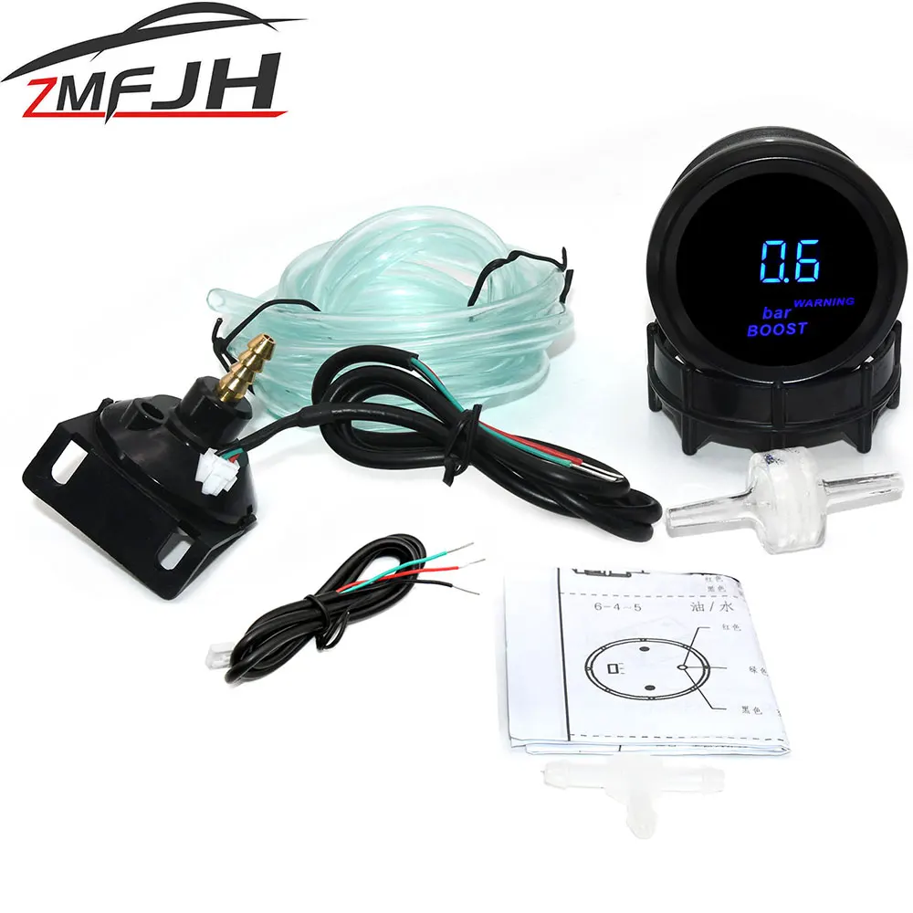 2 "52Mm Car Digital Turbo Boost Gauge -14-30 Psi -1-2 Bar Auto Car Turbo Boost Gauge Con Spia Led Blu Per Auto 12V