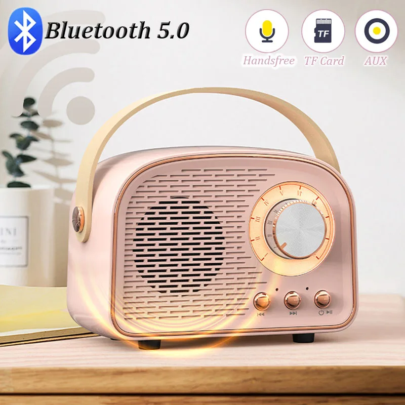 Mini Rádio fm Retro com Microfone e Alto-falante Bluetooth Rádio sem Fio Portátil Leitor de Música Clássica Estéreo Tws tf Aux Usb Mp3