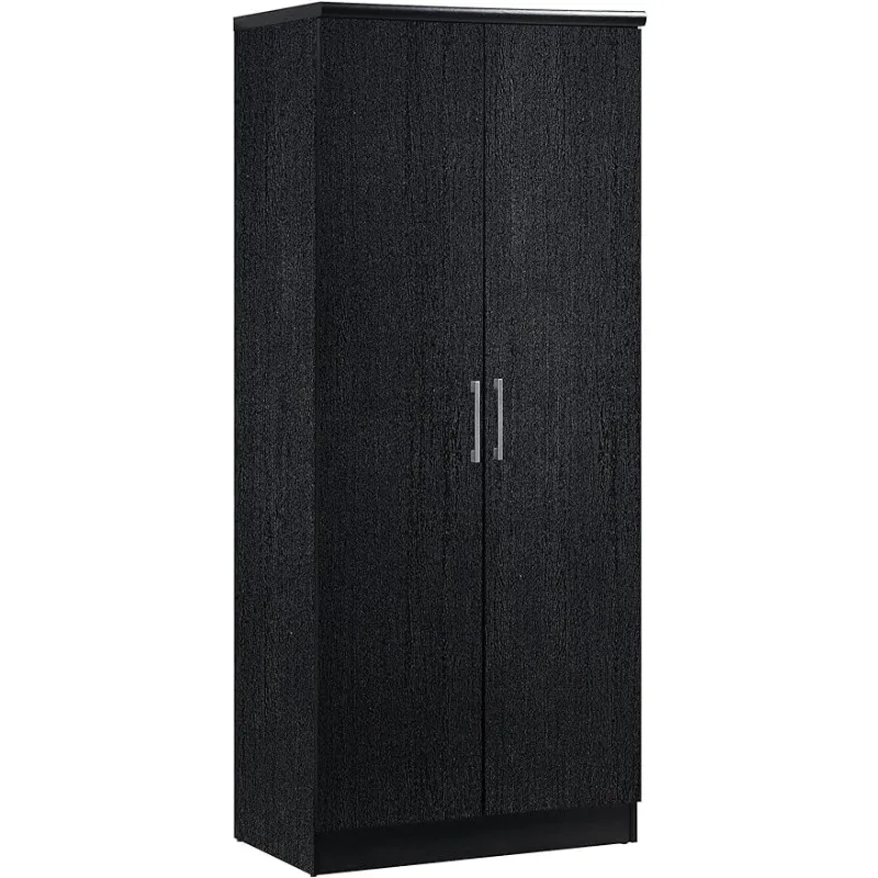 

IMPORT 2 Door Wardrobe with Adjustable/Removable Shelves & Hanging Rod, Black