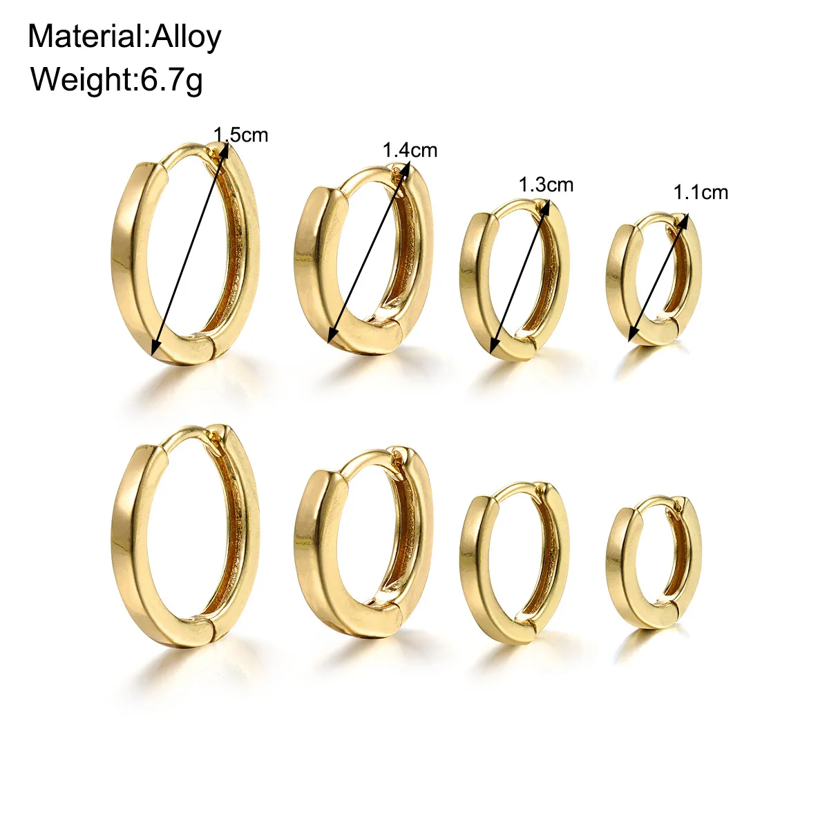4Pcs/set Gold Plated Copper Minimalist Huggie Hoop Earrings for Women Simple Metal Circle Small Earring Punk Unisex Rock Jewelry