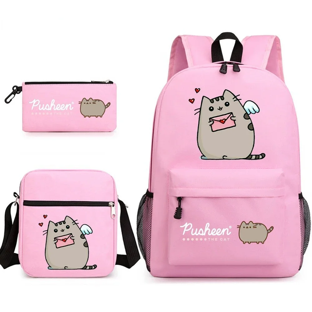 2024 New Fat Cat Cartoon Peripheral Leisure Schoolbag Pencil Case One-Shoulder Printing Student Outdoor Campus