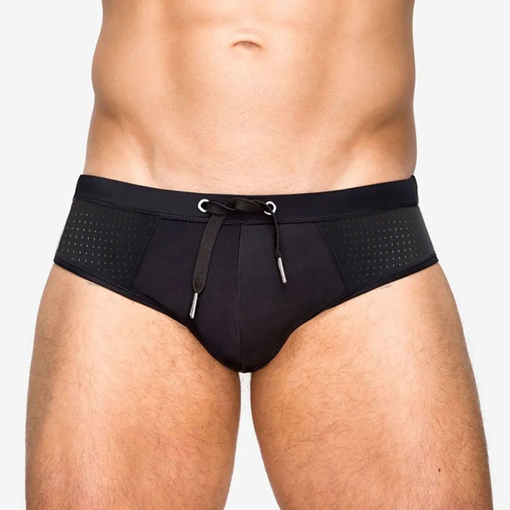 Slip Da Bagno In Rete Di Nylon Da Uomo Costumi Da Bagno Pantaloni Da Spiaggia Costume Da Bagno Da Surf Costume Da Bagno Splicing Fori Circolari Boxer 