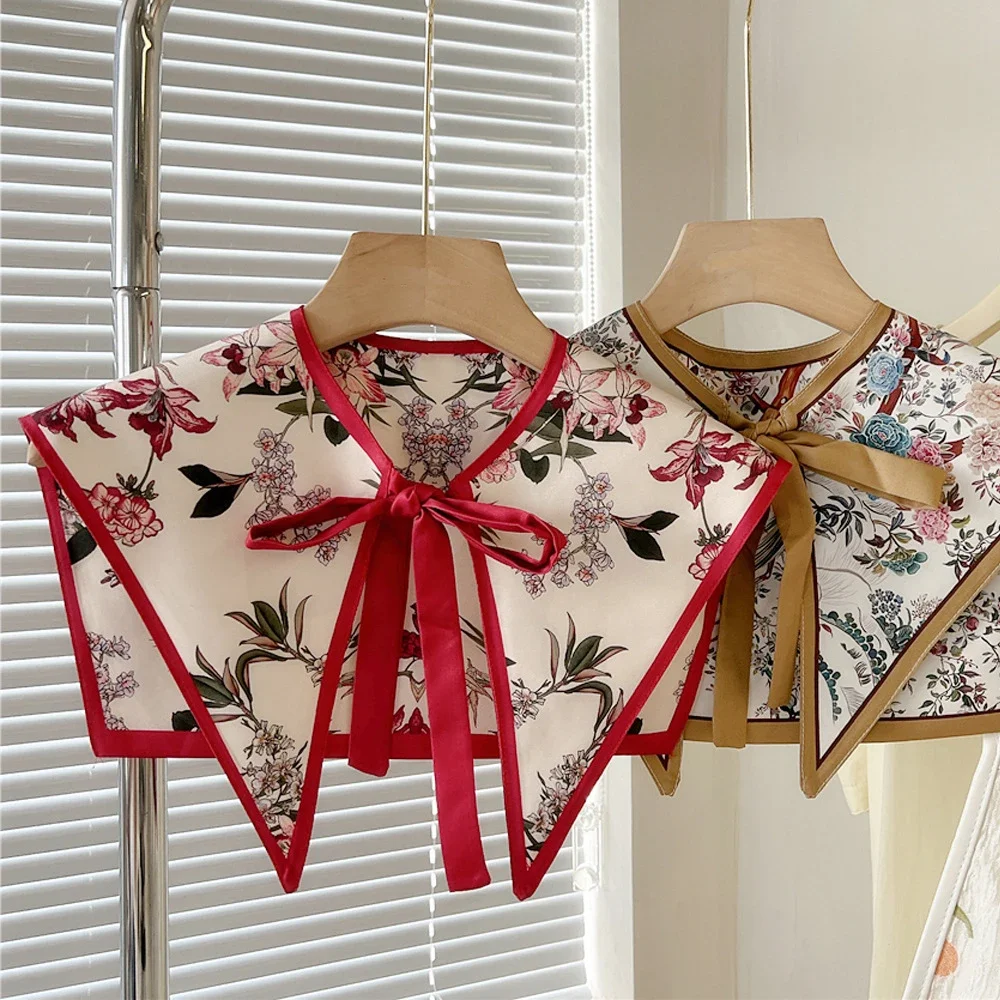 Floral Shawl Detachable Collar Women False Collar Shoulder Wrap Scarf Clothing Accessories