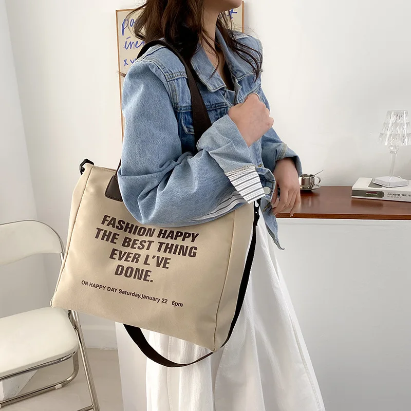 

2022 Fashion Canvas Handbag and Purse Female Large Capacity Shoulder Bag Letter Design Crossbody Bag Casual Totes Bag Bolsa