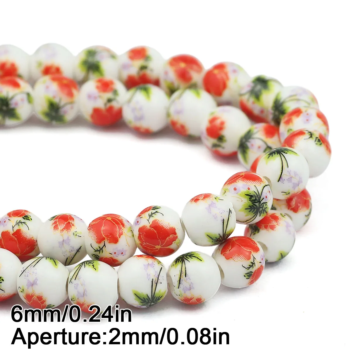 20pcs Multicolor Floral Oblate Ceramic Spacer Beads