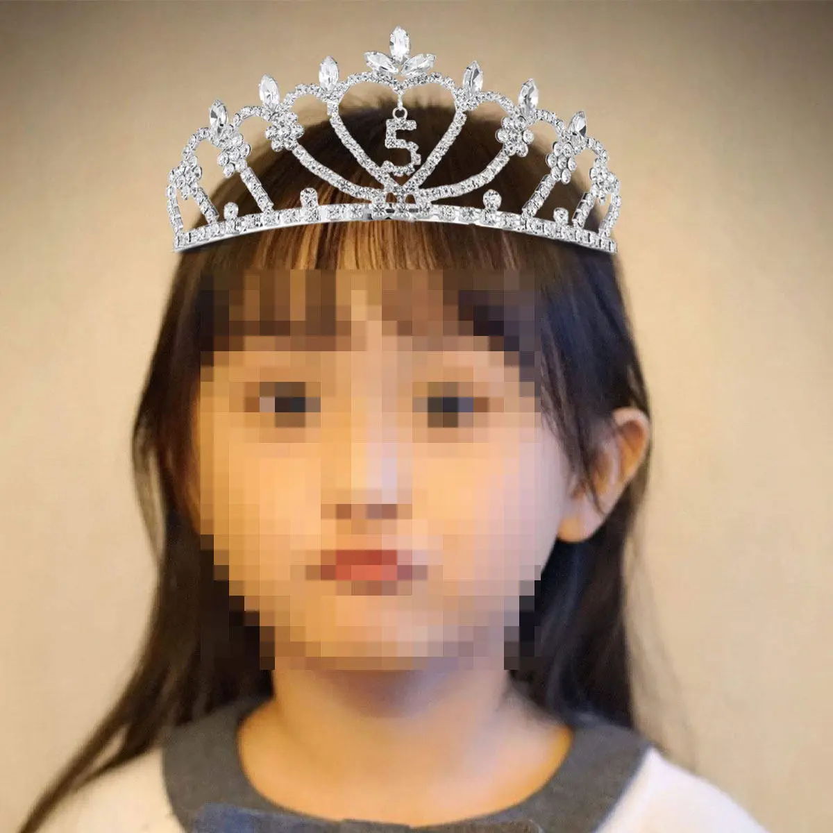 1개 반짝이는 라인스톤 어린이 티아라 생일 왕관 실버 도금 프롱 세트 수제품 5세 이상 여아용 재미있는 선물