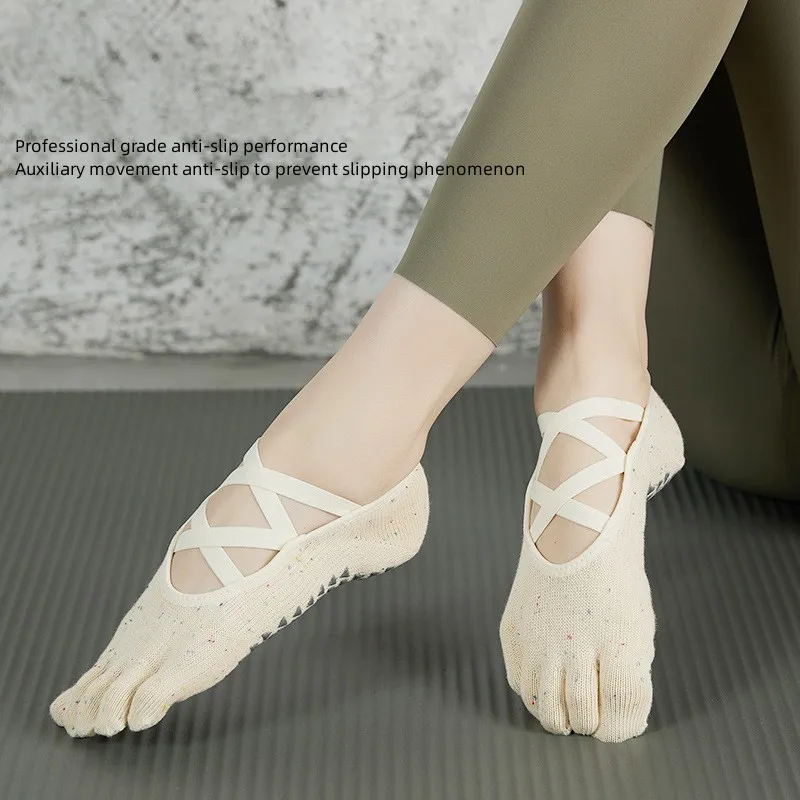 1/3 pair of new fashion tied multi-strap Pilates socks yoga five fingers ladies socks professional non-slip indoor yoga socks