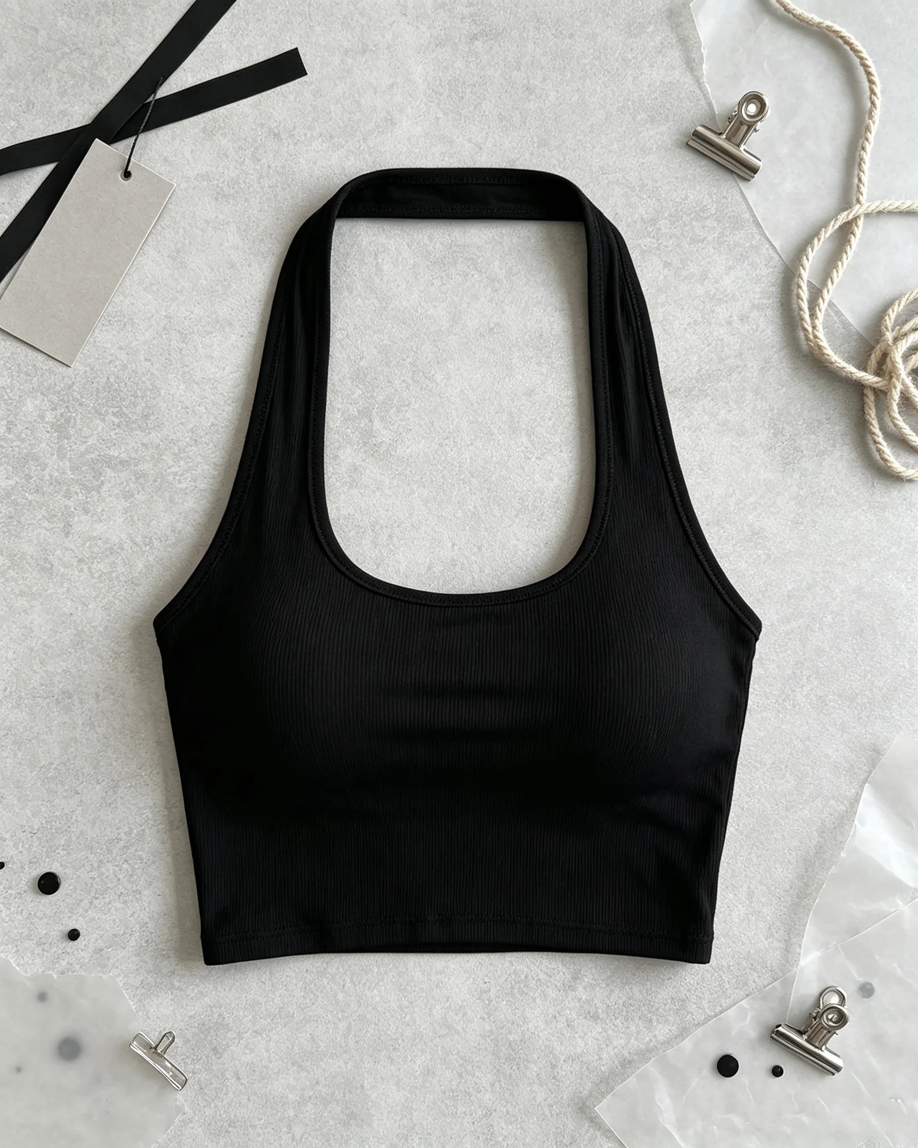 Summer Casual Sexy Backless Vest Top Sleeveless Hanging Neck Comfortable Solid Color Elegant Fashionable Women's Summer Top
