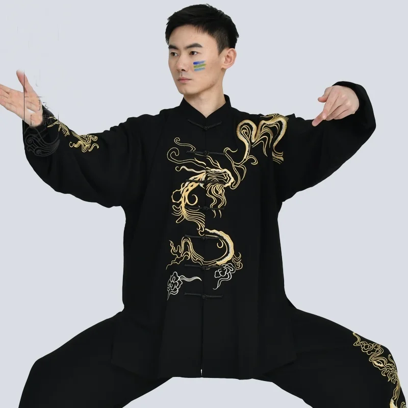 Fashion Tai Chi Uniform Women Men Martial Arts Suit Chinese Traditional Folk Long Sleeve Kung Fu Suit Morning Sportswear FF3730