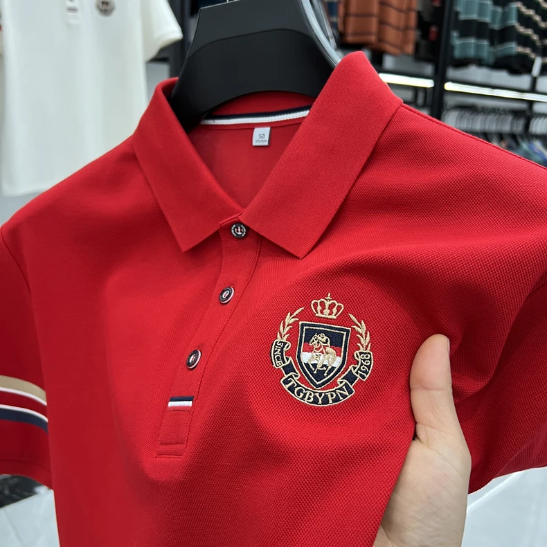 High end brand men's short sleeved polo shirt with classic stripe design top summer fashion embroidery breathable casual T-shirt 29 Sd0299fb90a5e4a3aa270b15df8245df4U