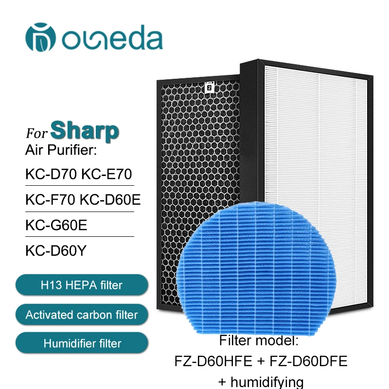 

For Sharp Air Purifier KC-D61 KC-D60 Hepa Filter FZ-D60HFE Deodorizing filter FZ-D60DFE FZ-G60DFE Humidifying filter FZ-A60MFE