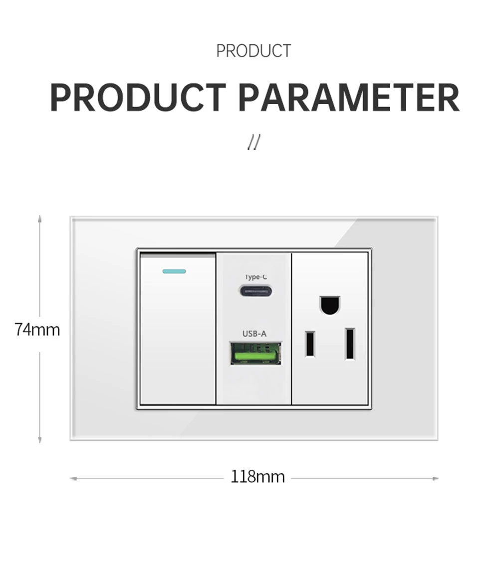 Description Picture 5 of itemEIOMR US BR Standard Wall Switch,3 Gang 1 / 2 Way,White Crystal Glass Panel,Size 118*75mm,10A Light Switch for Home Improvement
