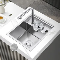 SUS 304 Stainless Steel Hidden Island Sink Rice Grain Embossing Prevent Scratches Handmade Single Cup Rinser kitchen Sinks 1