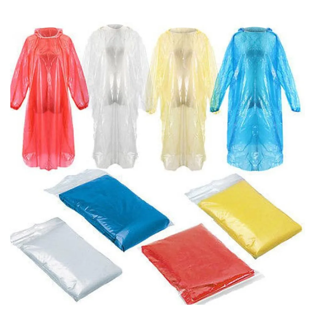 Description Picture 3 of item10/30/50pcs Disposable Rain Ponchos Raincoat with Hood Adults Emergency Waterproof Raincoat for Camping Hiking Sport Outdoors