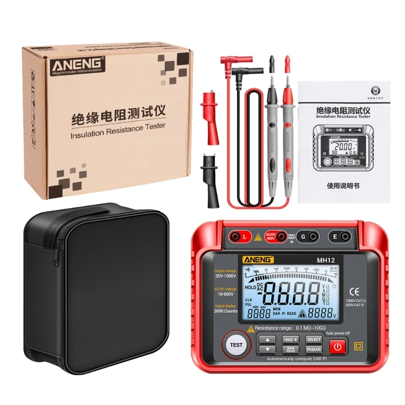 

Digital Insulation- Resistance Tester Megohmmeter 100 Groups Data- Storage 600V