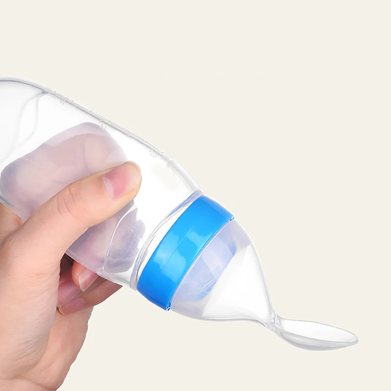 Learning Spoons Silicone Baby Bottle Silicone Milk Bottle Silicone Feeding Spoon Baby Cutlery Baby Silicone Squeezing Feeding Bottle Newborn Baby Training Spoon Supplement Feeder Safe Useful Tableware For Kids