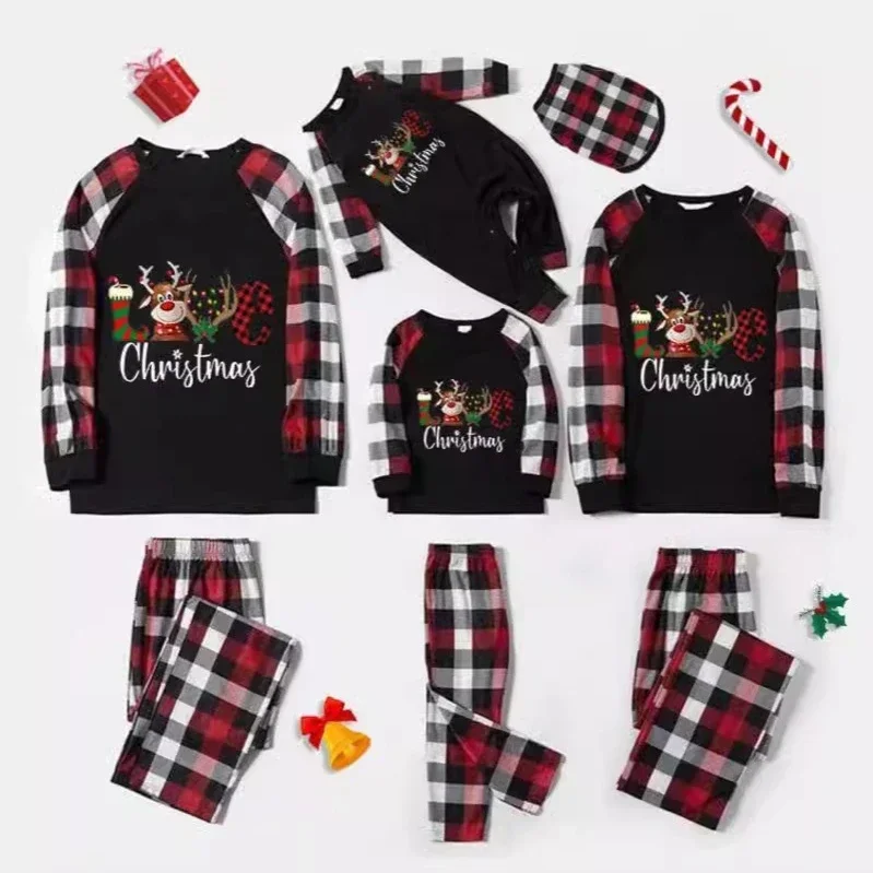 thumbnail image 1 of Disfraces de Año Nuevo Conjuntos familiares a juego Conjunto de pijamas navideños Ropa para niños y niñas Conjunto de apariencia familiar para adultos y niños Regalos de Navidad, 1 of 5