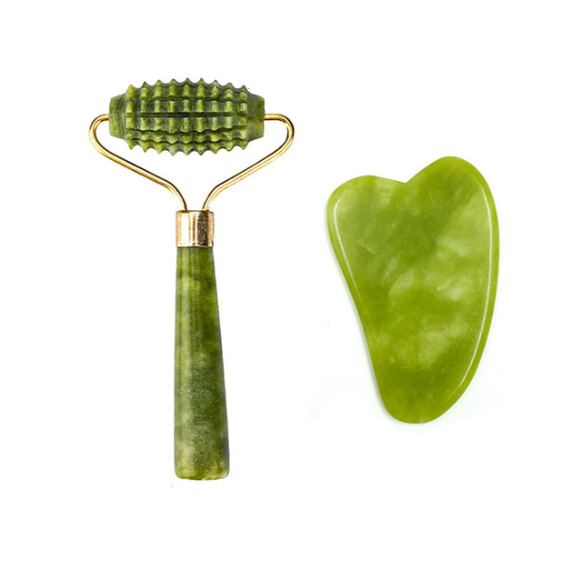 Jade Roller for Face Natural Jade Stone Facial Natural Scraper Face Lifting Gua Sha Body Back Slimming Massage Roller