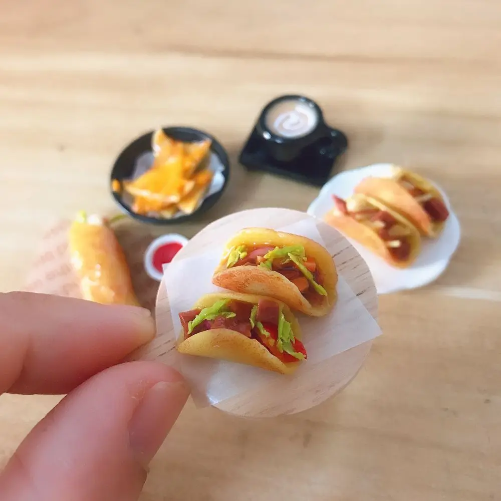 1/12 Scale Dollhouse Miniature tacos Baking burrito for Blyth OB11 BJD Doll House Kitchen Play Toys Accessories 2