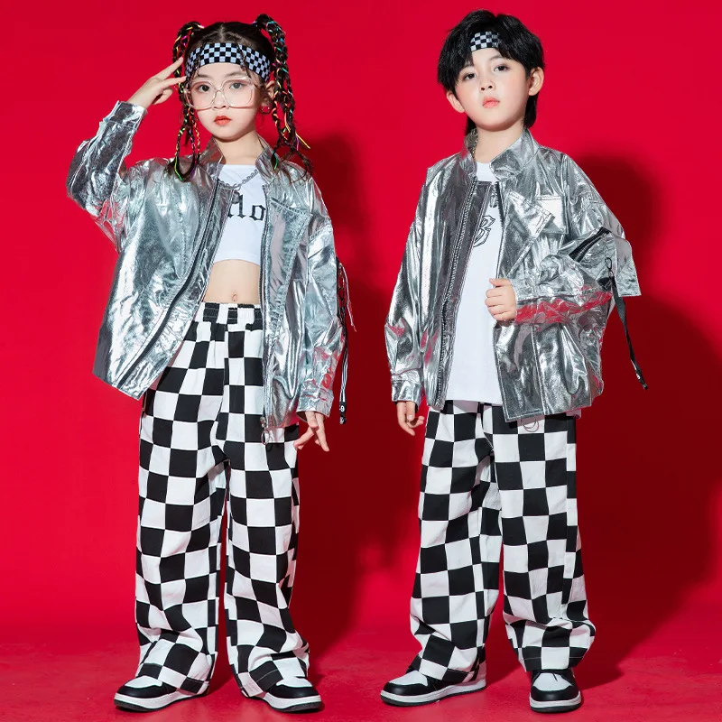 

Kids Hiphop Party Stage outfits Hip Hop Costumes for Girls Boys Jazz Costumes Ballroom Dance Clothes T Shirt Jacket Pants