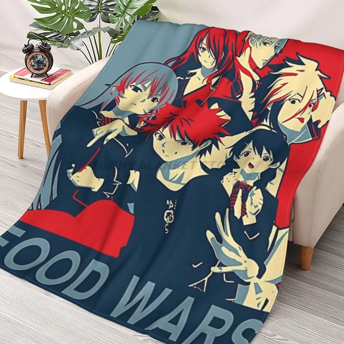 

Food Wars (2) Throws Blankets Collage Flannel Ultra-Soft Warm picnic blanket bedspread on the bed