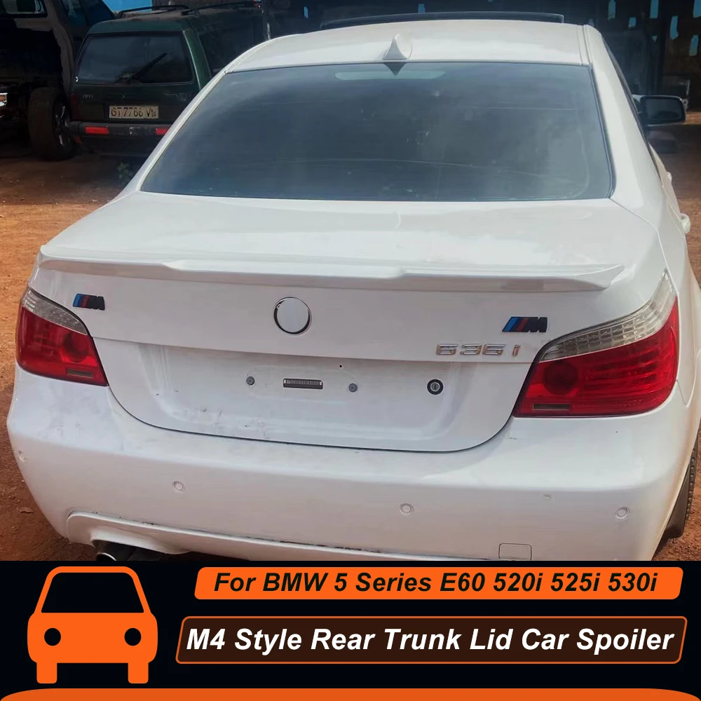 

M4 Style Rear Trunk Lid Car Spoiler Wings For BMW 5 Series E60 520i 525i 530i 2004-2010 ABS Black Carbon Exterior Accessories