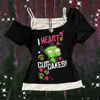 Haut Y2k vêtements haut pour femme hauts mignons avec bretelles femmes recadrée poubelle Y2k 2000s haut court femme femme vêtements Harajuku 1