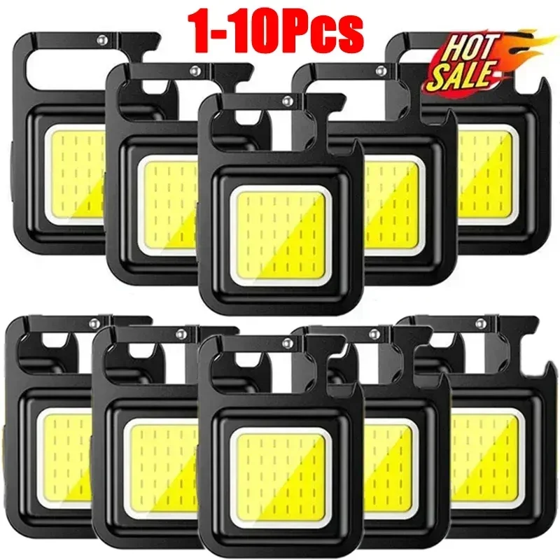 

Mini Keychain Light Multifunctional Camping Clip Flashlight USB Rechargeable Outdoor LED Portable Bright Work COB Pocket Lantern