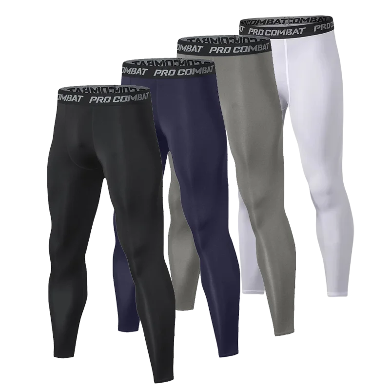 New Men's Tight Sports Pants Slim Pants Autumn And Winter Thermal Pants Plush High Stretch Quick Drying Compression Pants