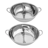 Feriales Hot Pot Set Edelstahl 304 – Shabu Shabu Topf mit Trennwand & Glasdeckel – Induktionsgeeigneter Suppentopf mit Löffel-Set Silber 1