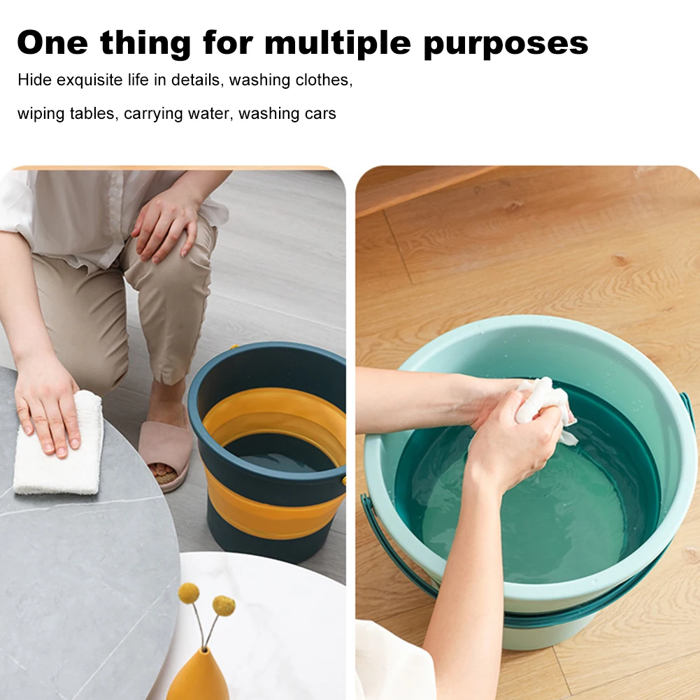 Folding Bucket Silicone Bucket for Fishing Promotion Car Wash Outdoor Square Bathroom Kitchen Camp