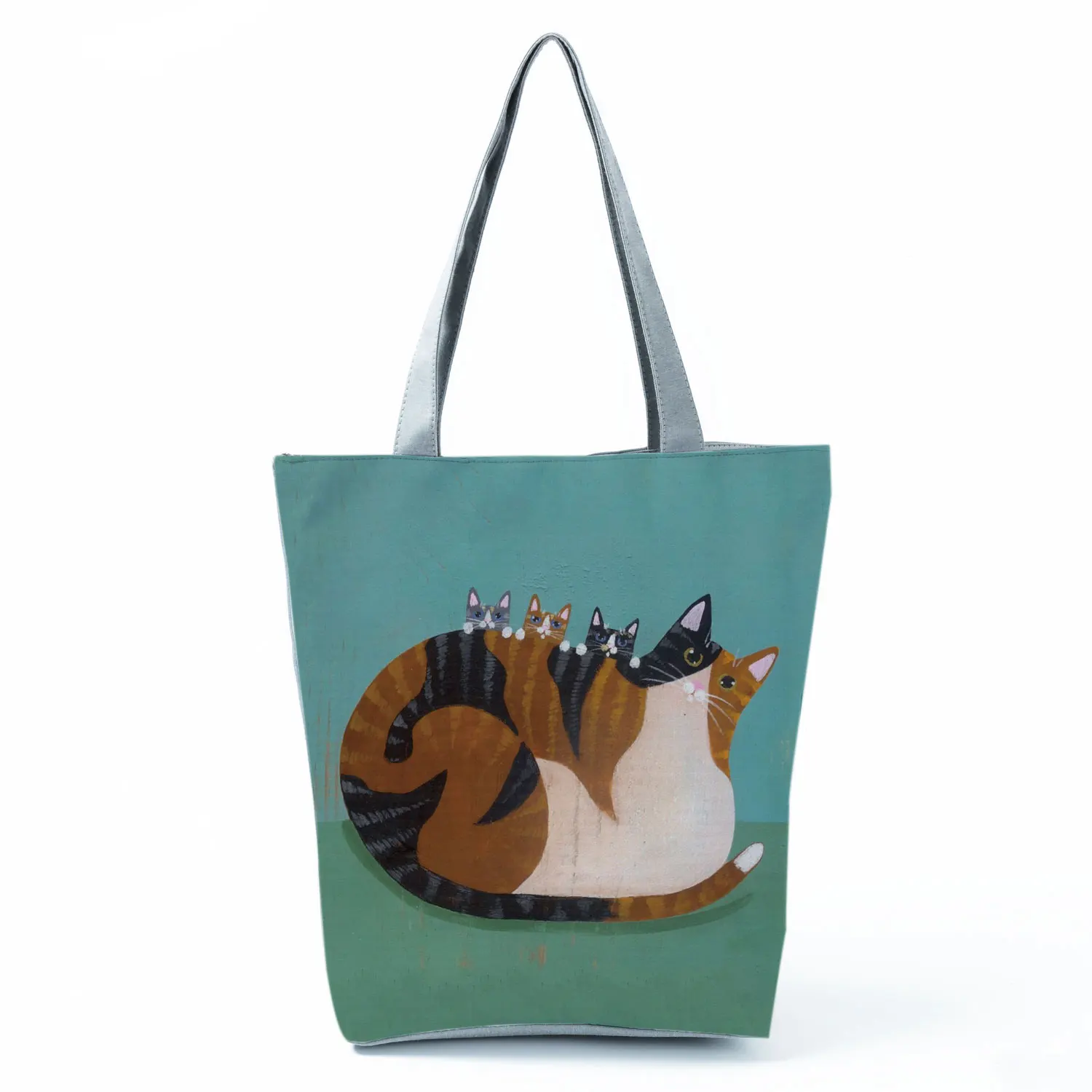 Customize Handbgas Cute Black I Love Cat Painting Women Designer Tote Animal Graphic Eco Reusable Shopping Shopper Bags Foldable women's bags brands	. Totes