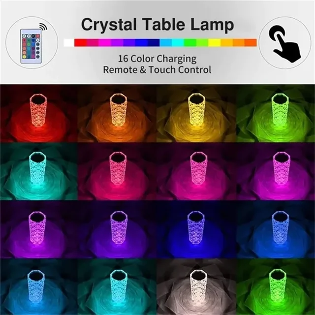 LED 크리스탈 테이블 램프 장미 빛 프로젝터