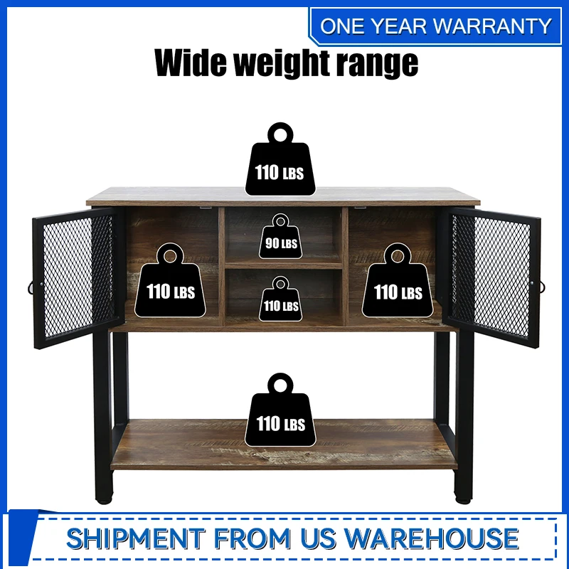 55 Inch Buffet Cabinet Large Sideboard Cabinet with Storage for Dinning Room Kitchen Hallway and Living Room(Rustic Brown)