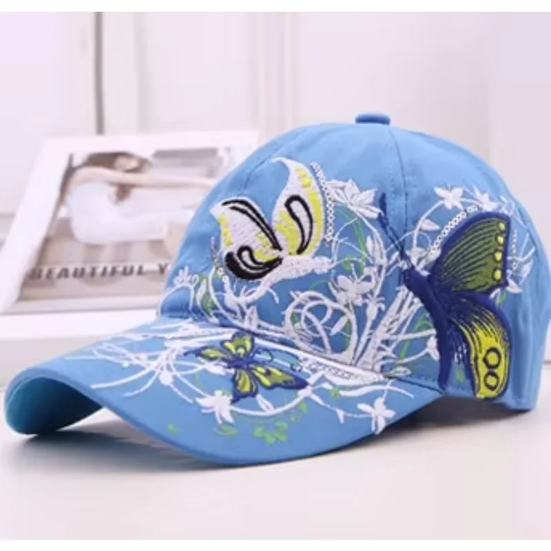 Baseball Caps Handmade Butterflies and Flowers Embroidery Summer and Fall Caps Fashion Women Baseball Hat