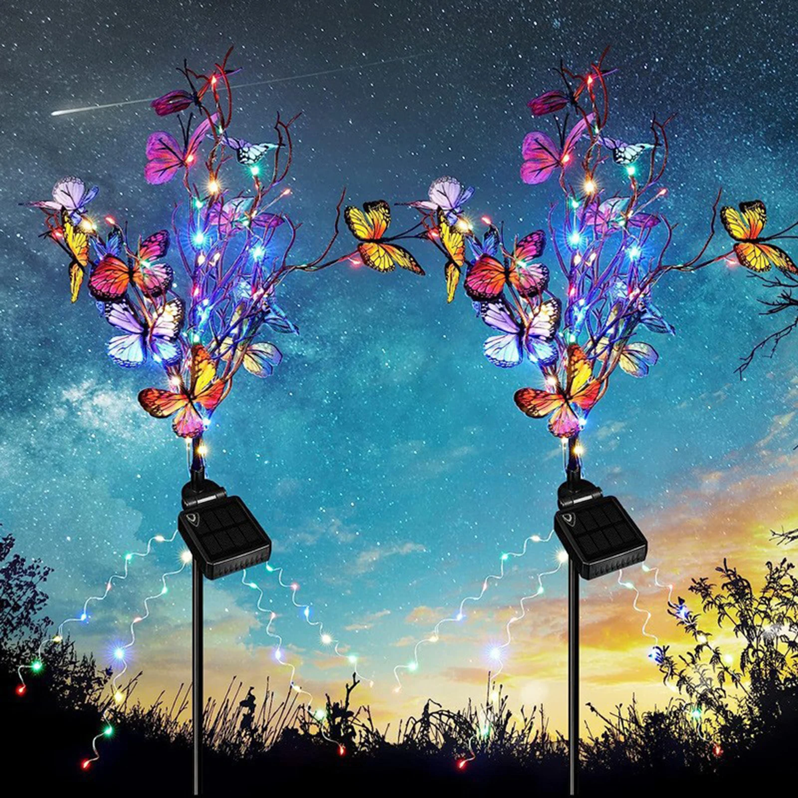 

Solar Led Simulation Butterflies Garden Lights Outdoor Waterproof Ground Plug Lamp Festival Decoration Villa Holiday Decoration