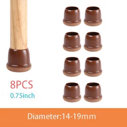 Rubber Furniture Leg Caps with Non-Slip Felt Pads for Chairs, Stools, and Tables (Diameter 14-19mm)