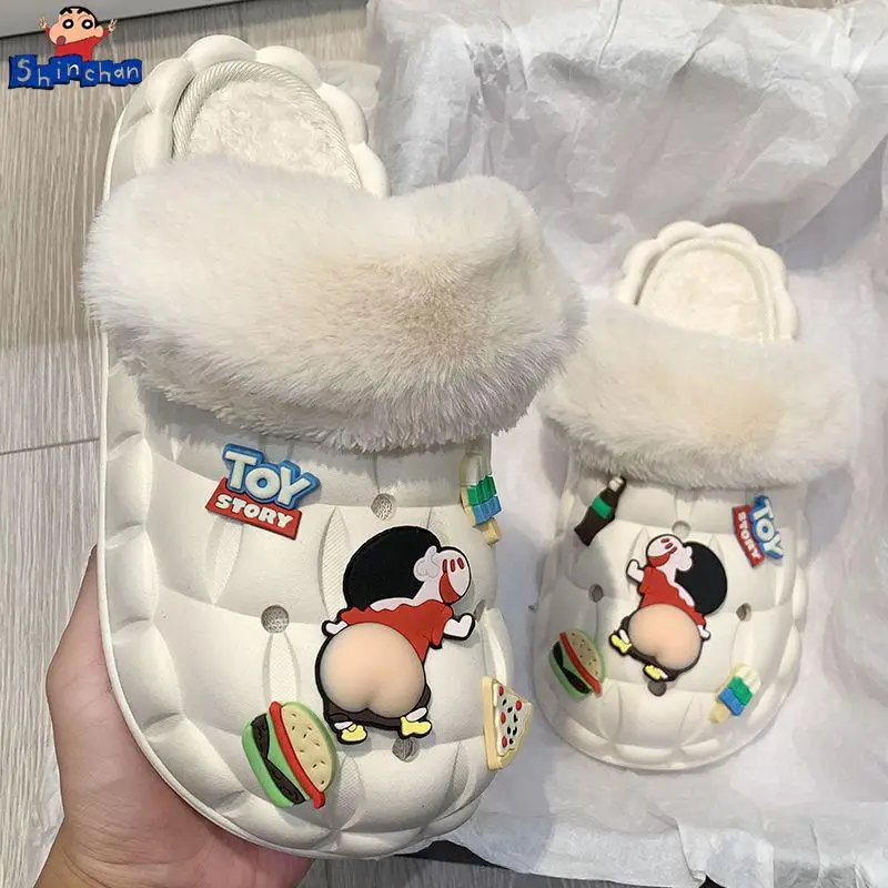 

Crayon Shin-Chan Cotton Slippers Washable Girl Kawaii Diy Autumn and Winter The New Home Keep Warm Thick Sole Plush Cotton Shoes