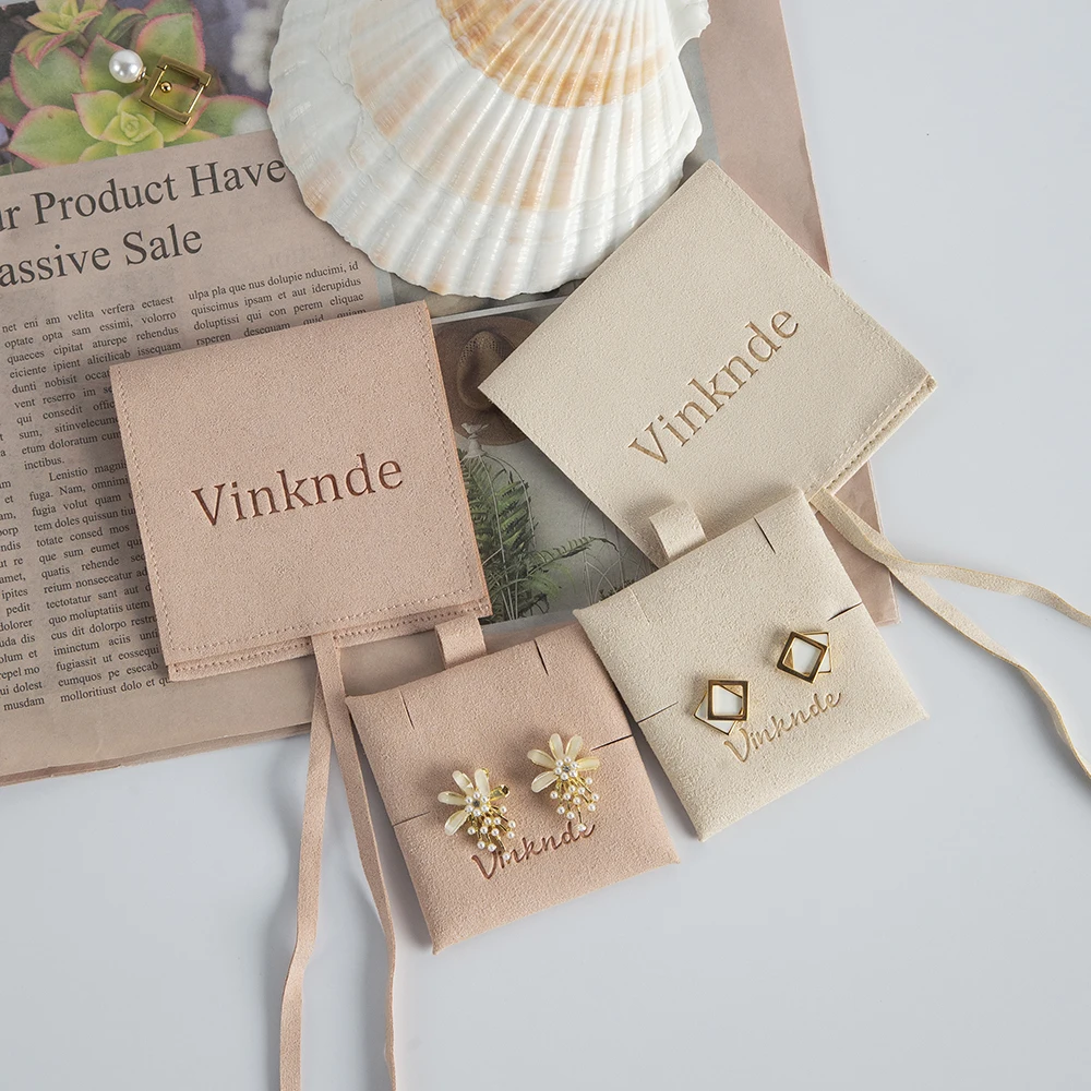 Custom Logo Jewelry Package Set Microfiber Envelope Pouches Jewellery Necklace Earrings Bracelet Gift Bag with Insert Pad Card