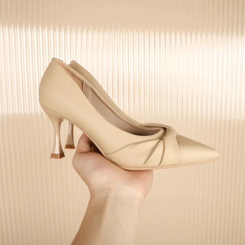 High Heeled Shoes for Women 2023 New Pointed Toe Gentle White Working Shoes Spring and Autumn Single Shoes 40 Zapatos De Mujer 5
