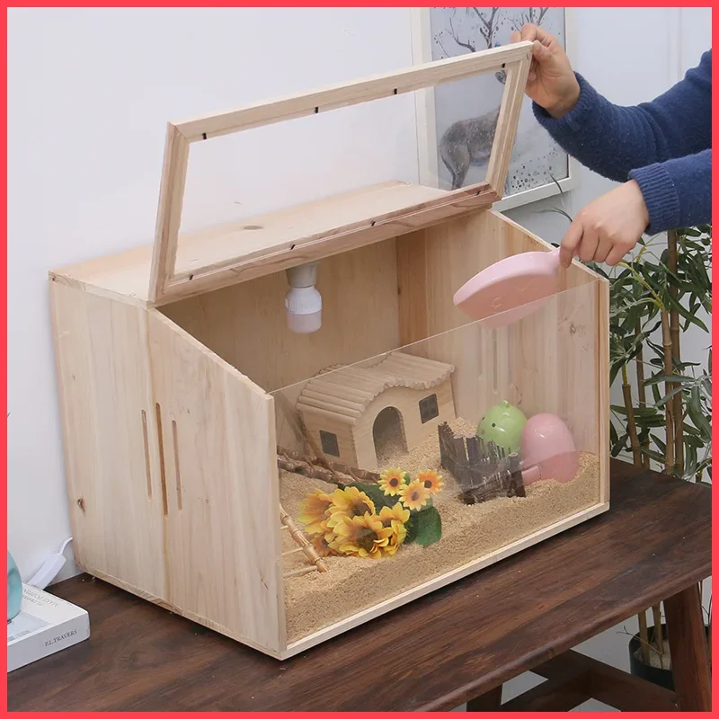 oblique-door-timber-crib-hamster-cage-djungarian-hamster-house-macaroni-ornamental-cage-glass-landscaping-large-villa-rat-cage