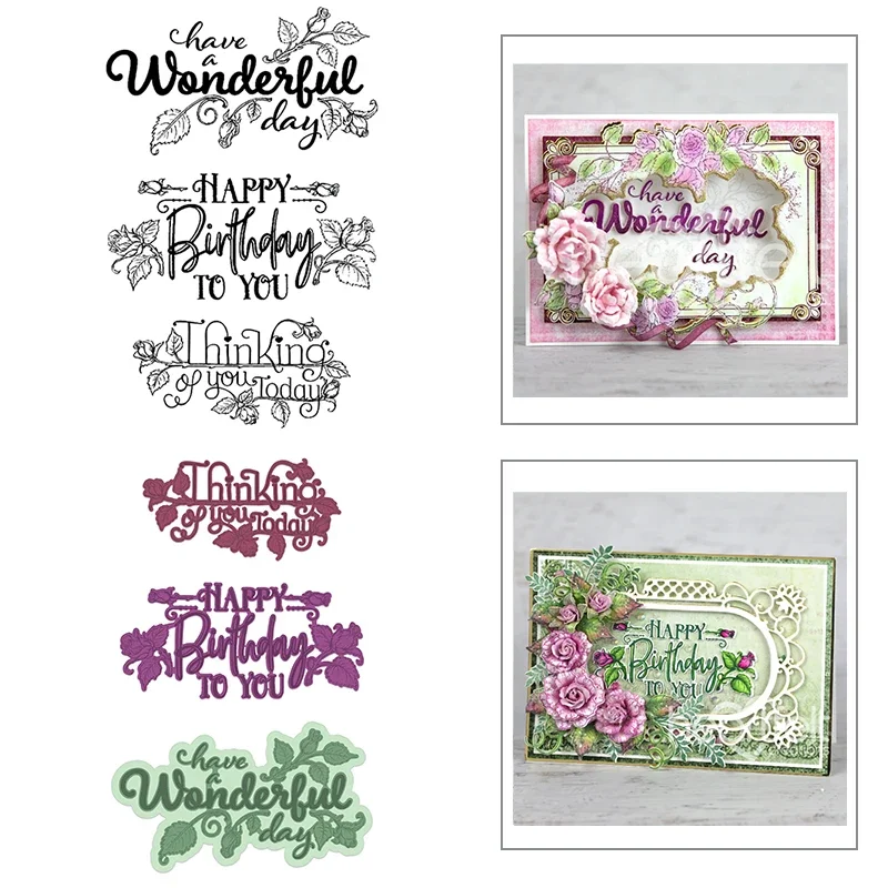 

Новинка 2022 года, элегантные прозрачные штампы и металлические штампы с изображением розы для Изготовления Бумажных поздравительных открыток, скрапбукинга