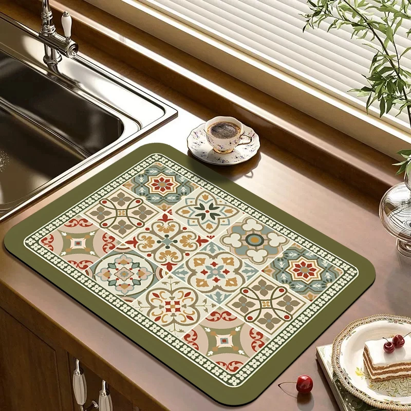 Drain Pad Kitchen Mat Dish Drainer Absorbent Sink Rug