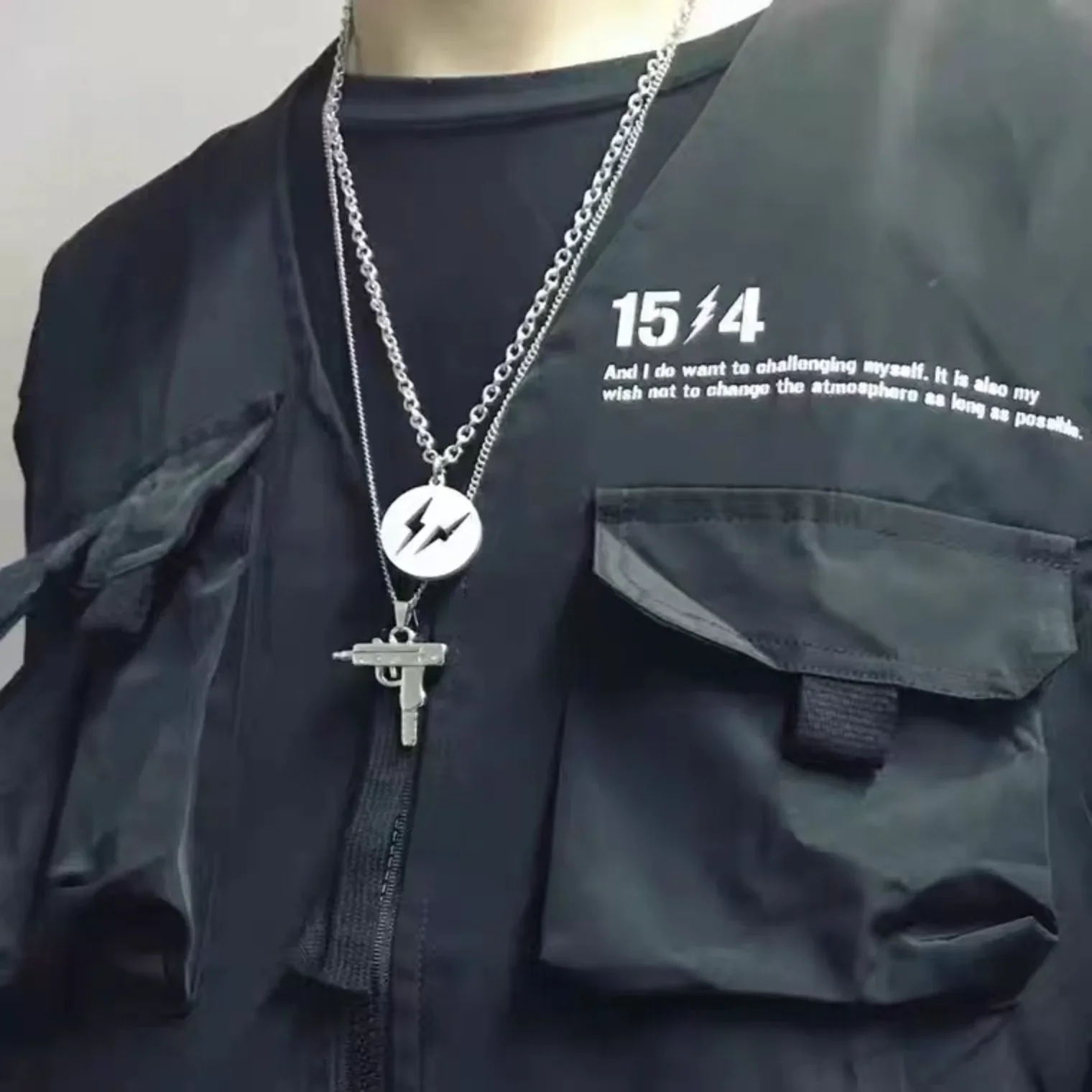 

MADNESS Hiroshi Fujiwara Lightning Necklace Pendant Shawn Yue Necklace Titanium Steel Silver Necklace