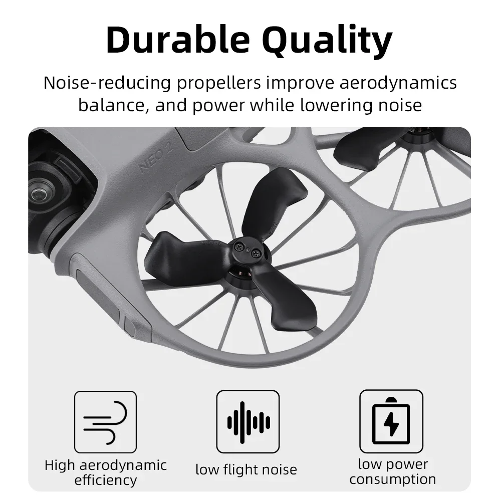 Hélices de drone DJI Mini 3 Pro vues de dessus, design aérodynamique pour vol silencieux