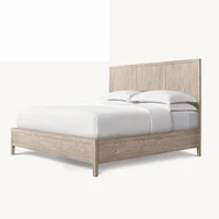 Meubles de maison de luxe contemporains, meubles de chambre à coucher, cadres de lit, lits en bois massif, hôtel, Villa, Design classique, lits à panneaux de villégiature 4